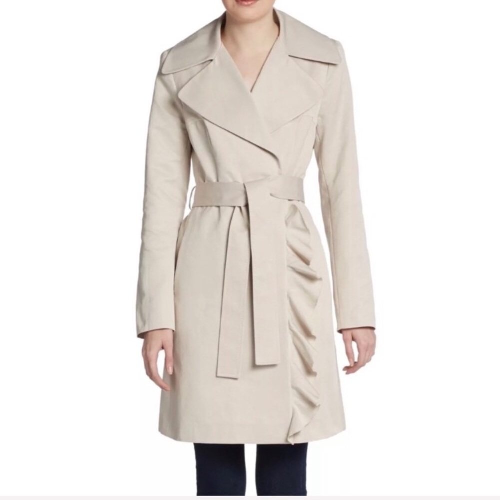 NEW Tahari Ruffle Detail Trench Coat